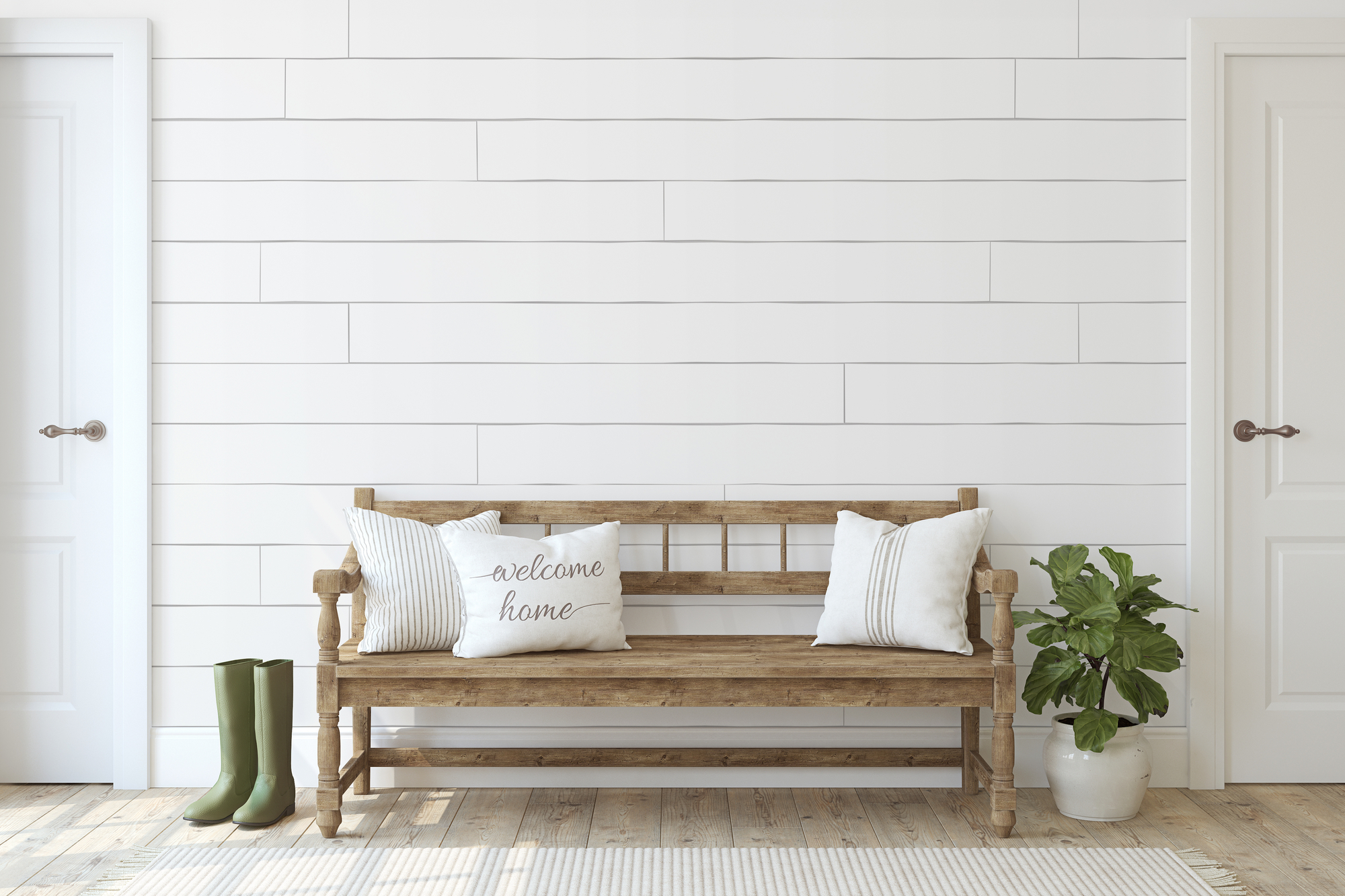 Shiplap wooden wall paneling